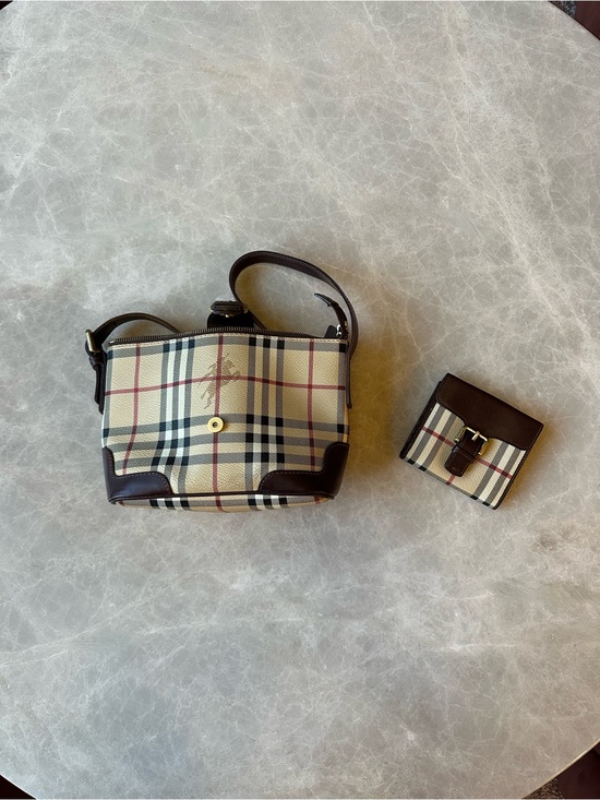 Burberry Handbags - Burberry Beige Check Crossbody with Dark Brown Trim and Matching Wallet